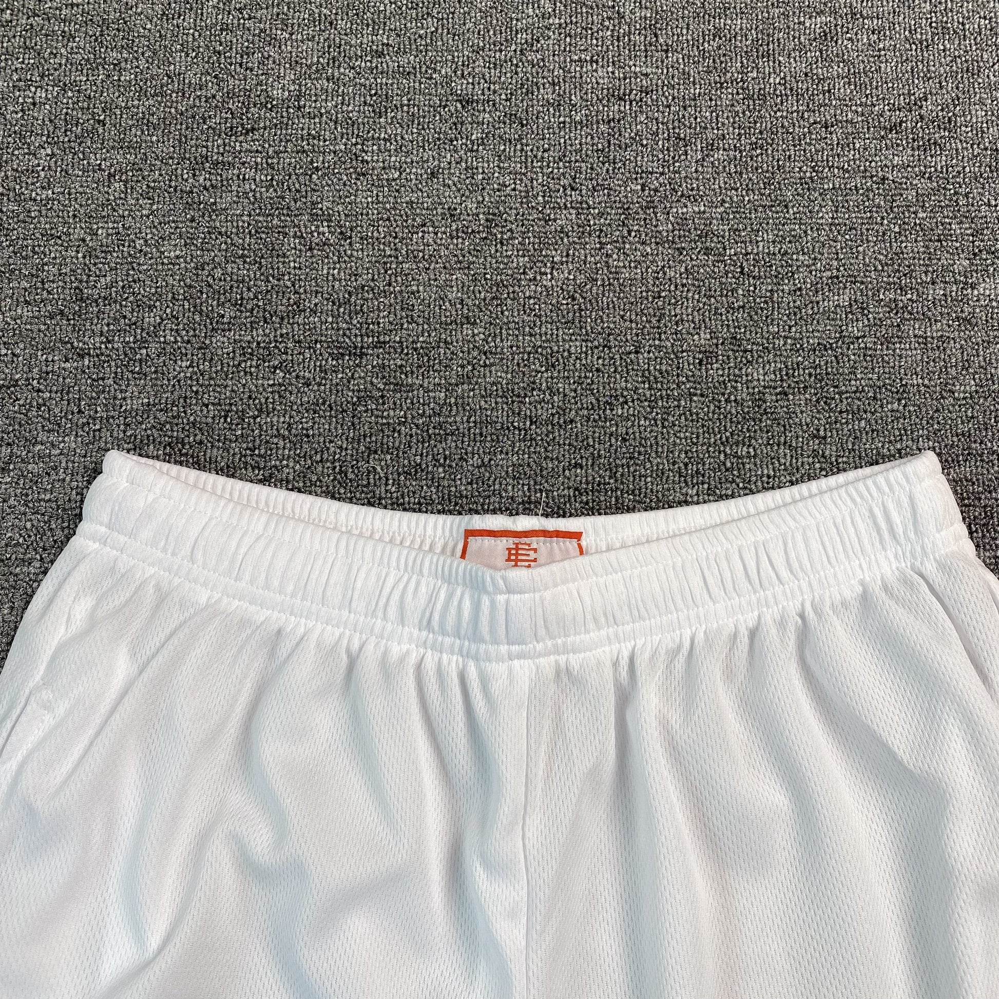 ERIC Emanuel Ee Basic Shorts - Grey - Maroon - White Unisex Streetwear Limited Edition - The ERIC EMMANUEL EE BASIC SHORTS WHITE/GREY/MAROON - REPLICA seamlessly blend luxury streetwear aesthetics wit