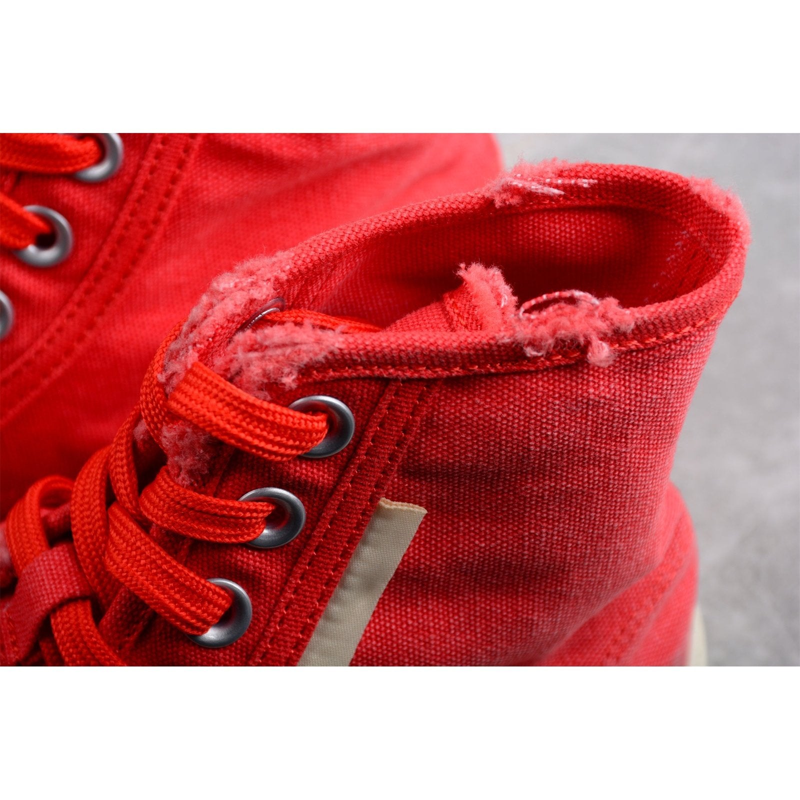 BALENCIAGA Paris High Vulc Destr - Sneakers - Red Unisex Streetwear Limited Edition - Introducing the BALENCIAGA Paris High Vulc Destr x Red, a bold fusion of edgy design