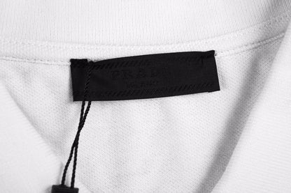 Prada 'pocket Detail' Polo Shirt - Black Unisex Streetwear Limited Edition - <span>White polo shirt featuring a classic collar and button placket. Accentuated with contrasting black stitching
