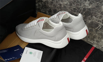 PRADA America's Cup Silver Sneakers - Red Unisex Streetwear Limited Edition
