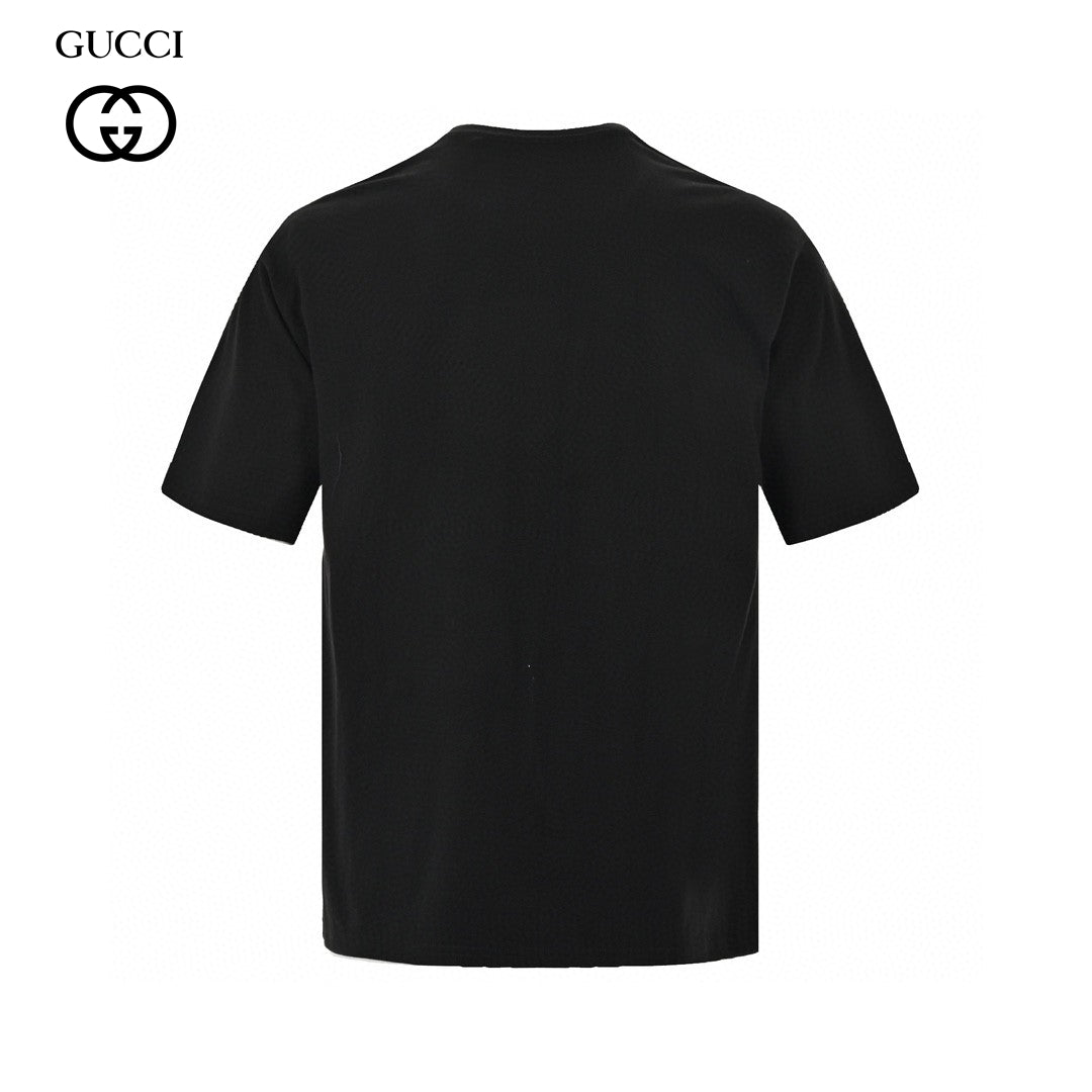 Gucci T-shirt With Pink Dinosaur Graphic - Black Unisex Streetwear Limited Edition - <span>Fun and trendy. Features colorful pink dinosaur cartoons. Gucci logo in the center. Made from