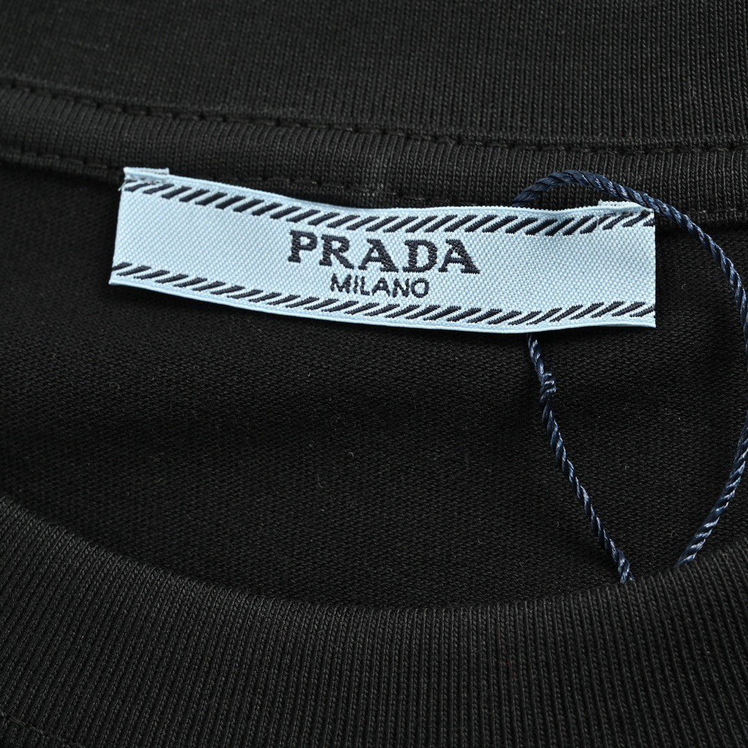 Prada Milano Black Logo T-Shirt - back view - replica sneakers