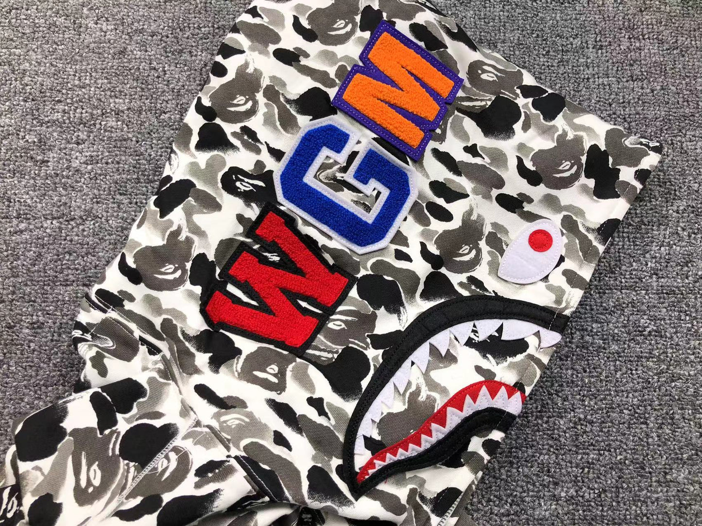 BAPE Abc Camo Shark Full Zip Hoodie - Grey Unisex Streetwear Limited Edition