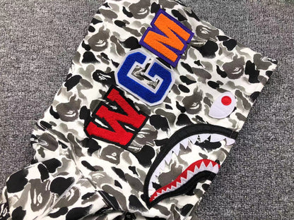 BAPE Abc Camo Shark Full Zip Hoodie - Grey Unisex Streetwear Limited Edition