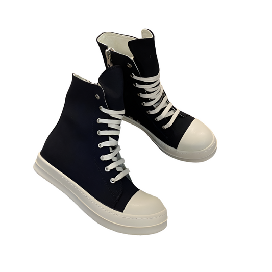 Rick Owens Canvas High-top Sneakers - And White - Black Unisex Streetwear Limited Edition - ### Rick Owens Canvas High-Top Sneakers - Black and White Introducing the Rick Owens Canvas