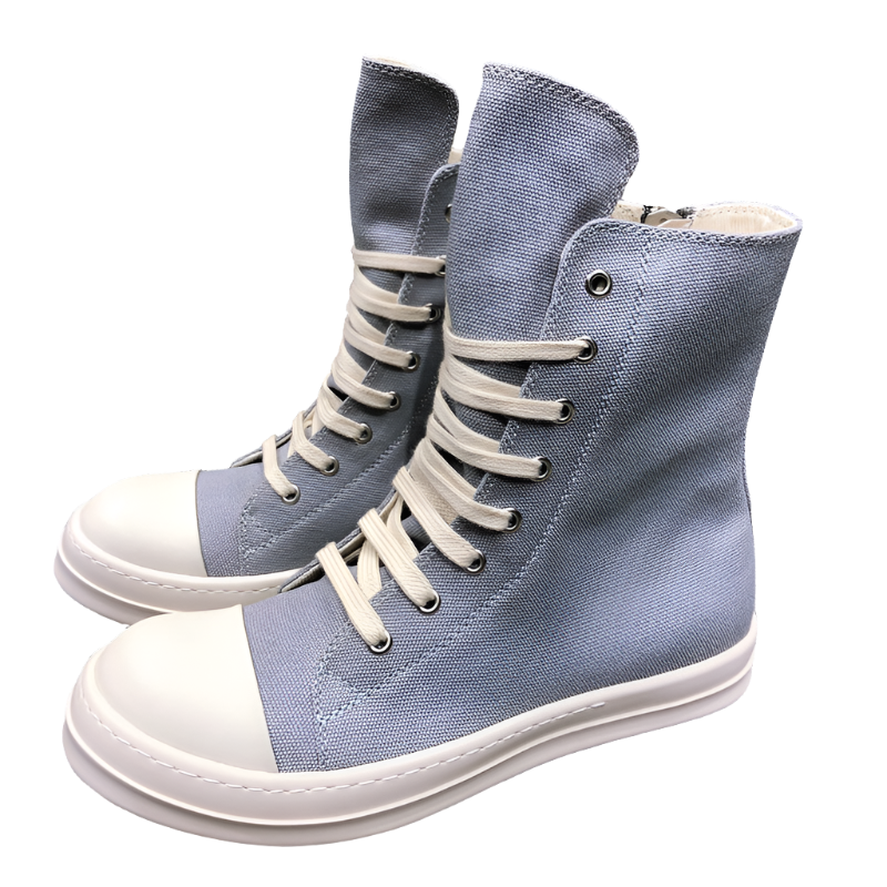 High-Top Canvas Sneakers - Grey Unisex Streetwear Limited Edition - **High-Top Grey Canvas Sneakers** Step into style and comfort with these high-top grey canvas sneakers.