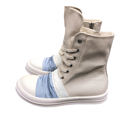 Rick Owens Lace-up Canvas Boots - White Unisex Streetwear Limited Edition - **Rick Owens Lace-Up Canvas Boots** Step up your fashion game with these avant-garde Rick Owens