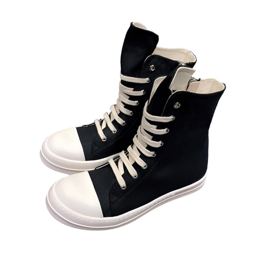 Rick Owens High-top Canvas Sneakers - Black Unisex Streetwear Limited Edition - **Rick Owens High-Top Canvas Sneakers** Step up your style game with these Rick Owens high-top