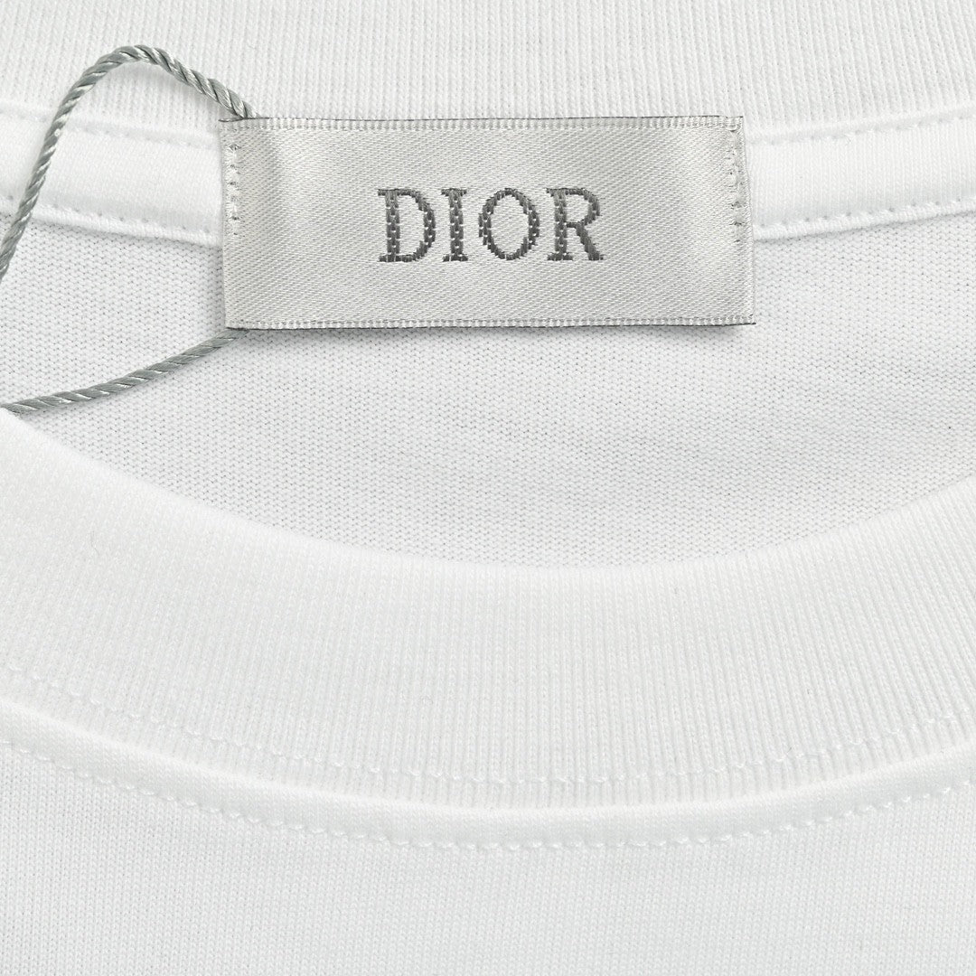 Camiseta Dior con logo goteando (blanca)