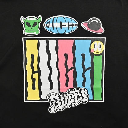 Camiseta Gucci con estampado de dibujos animados (negra)