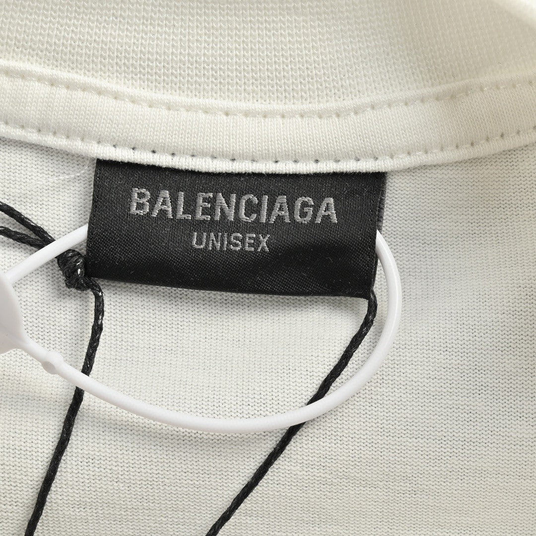 Camiseta Balenciaga con logo estampado ahumado (blanca)