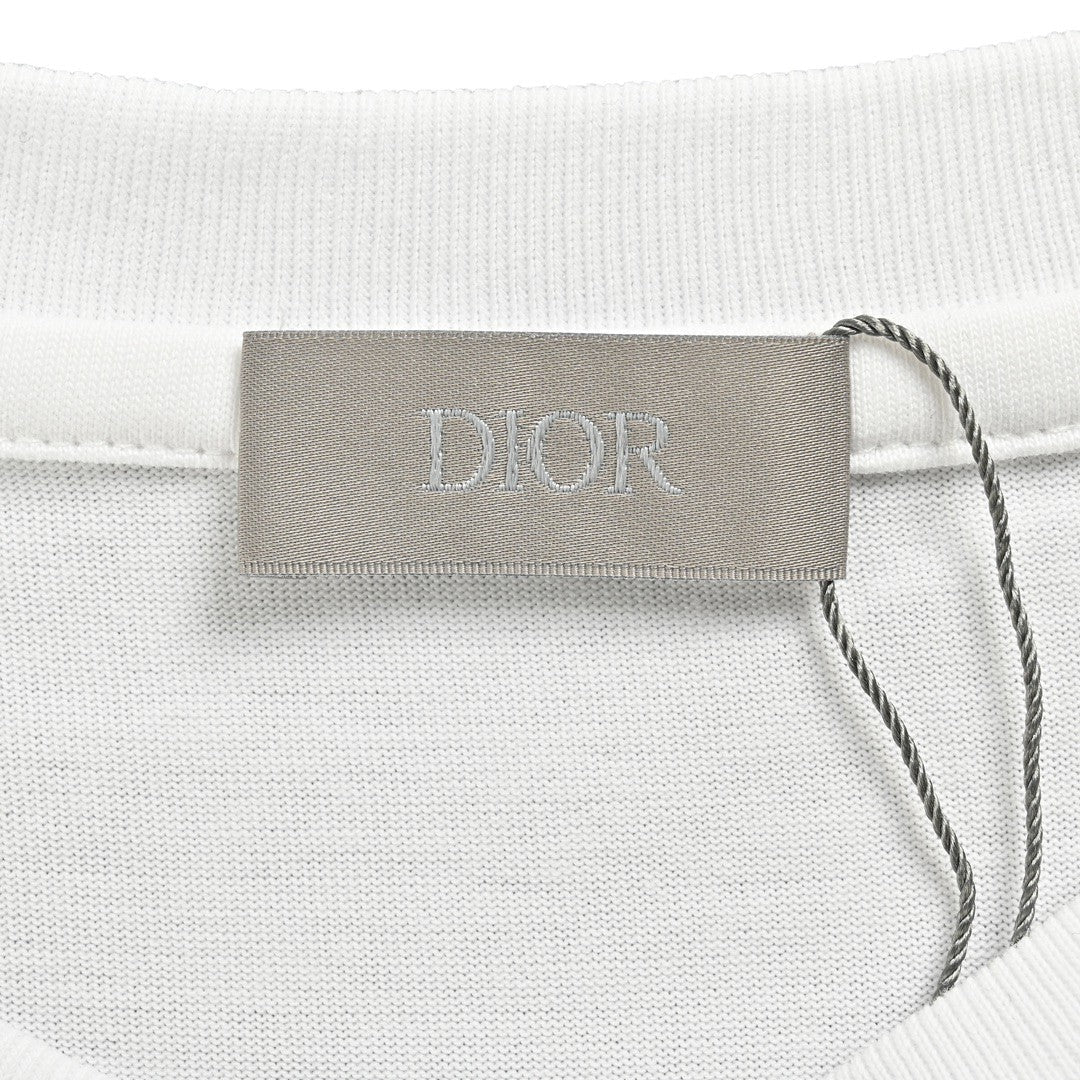 T-shirt Dior brodé avec logo CD (blanc)