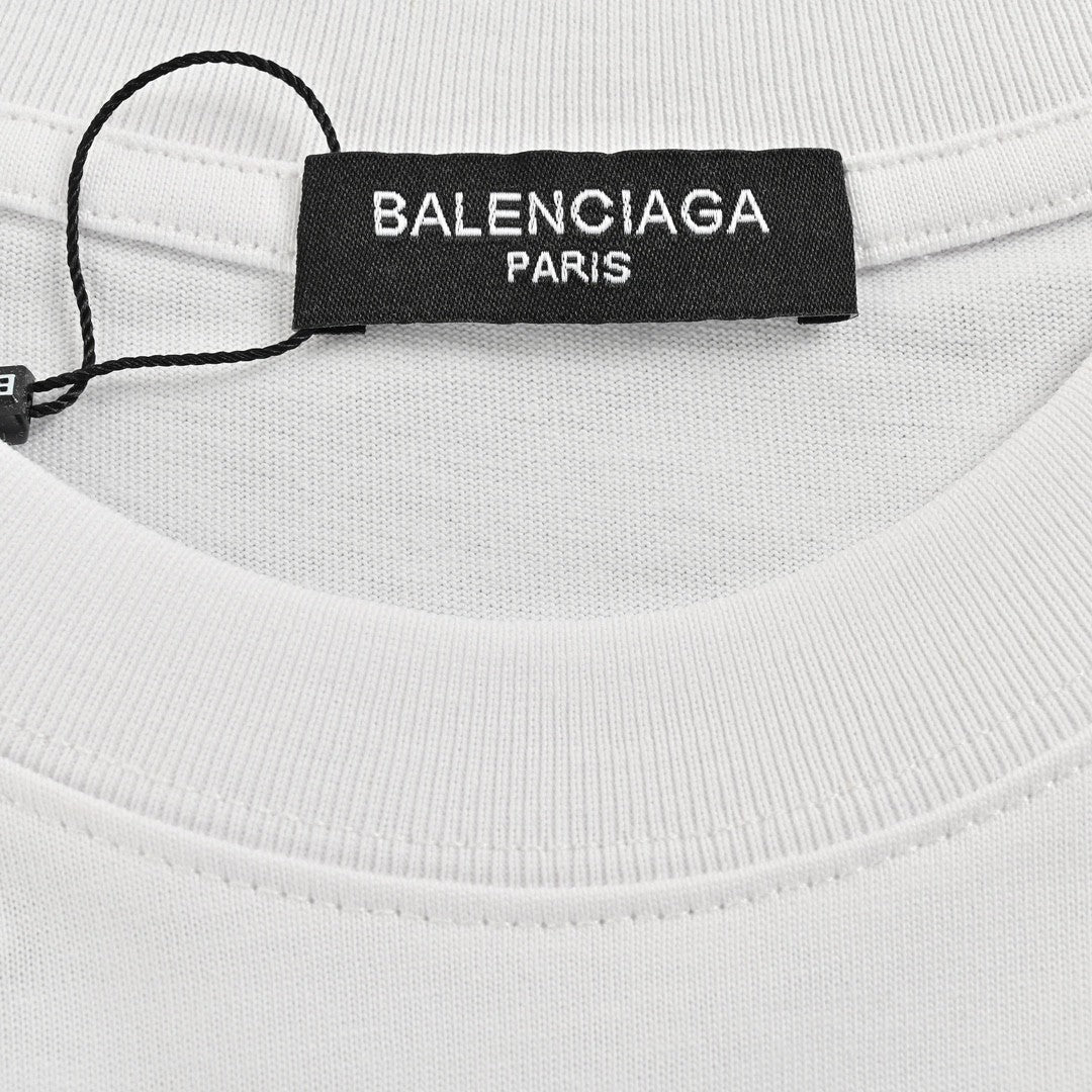 Camiseta Balenciaga con logo de cinta (blanca)