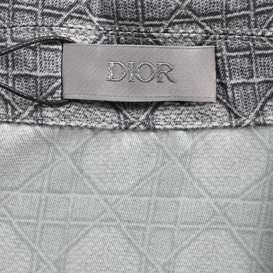 Camisa Dior de manga corta con estampado geométrico en gris