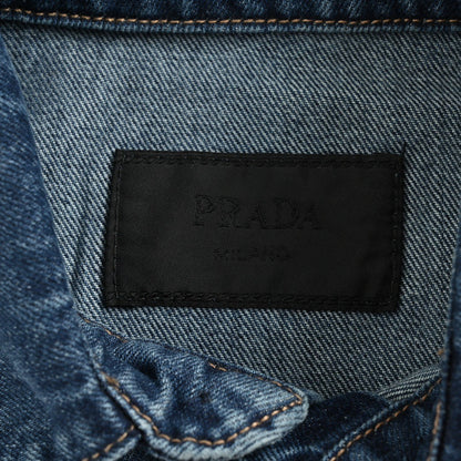 Prada Denim Shirt - Blue Unisex Streetwear Limited Edition - This Prada denim shirt features a classic blue wash design. It has short sleeves and