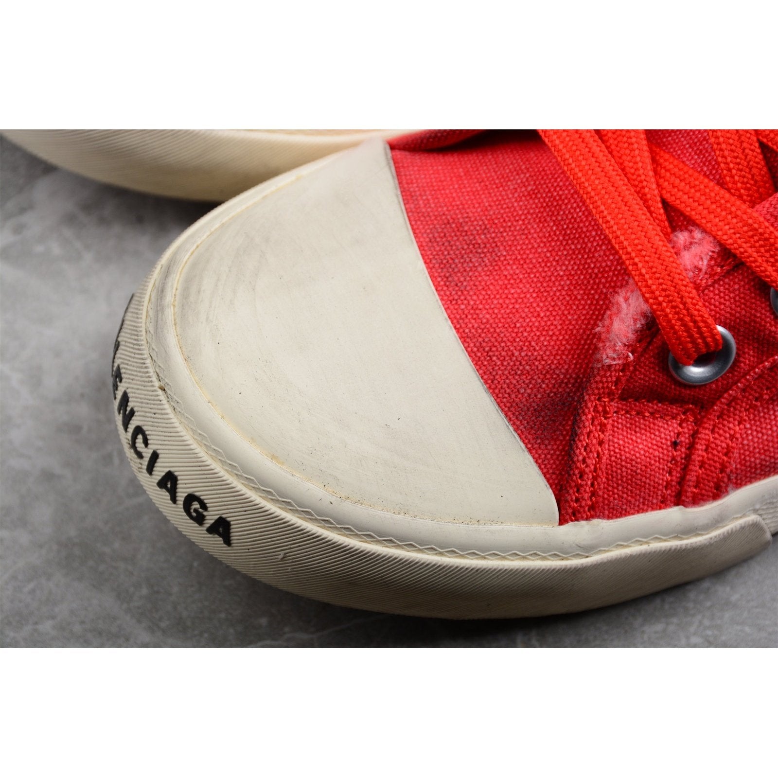 BALENCIAGA Paris High Vulc Destr - Sneakers - Red Unisex Streetwear Limited Edition - Introducing the BALENCIAGA Paris High Vulc Destr x Red, a bold fusion of edgy design