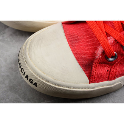 BALENCIAGA Paris High Vulc Destr - Sneakers - Red Unisex Streetwear Limited Edition - Introducing the BALENCIAGA Paris High Vulc Destr x Red, a bold fusion of edgy design