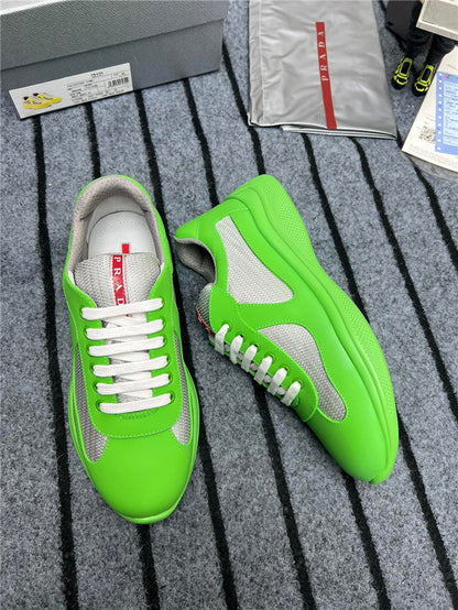 PRADA America's Cup Soft Rubber Apple Silver Sneakers - Green Unisex Streetwear Limited Edition
