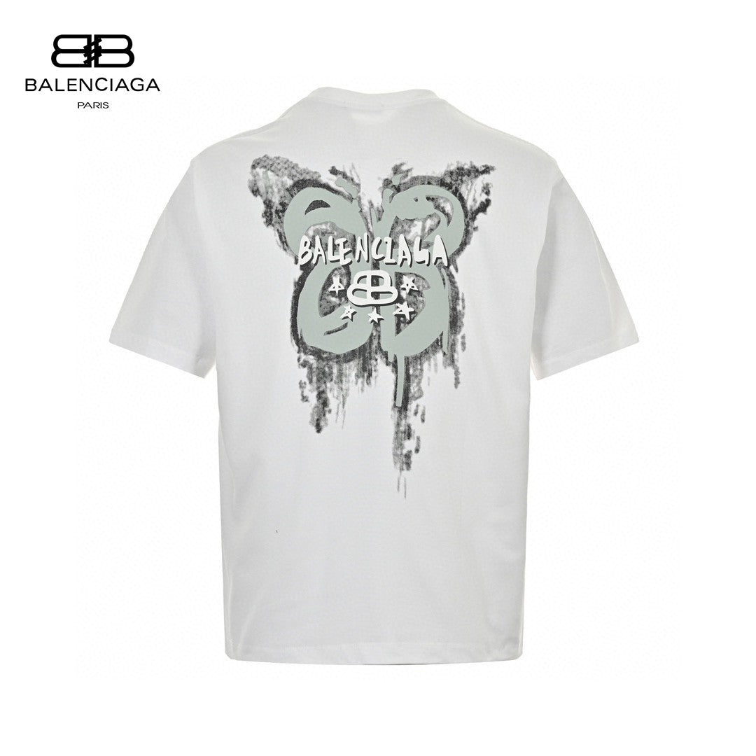 Balenciaga T-shirt - Star Graphic - White Unisex Streetwear Limited Edition - <span>This Balenciaga t-shirt features a playful design with the Balenciaga logo in a stylized font