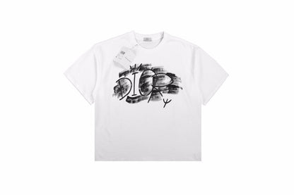 Dior T-shirt With Artistic Logo Design - Black Unisex Streetwear Limited Edition - <p dir='ltr'><span>This Dior t-shirt features an artistic logo design. It is white with black