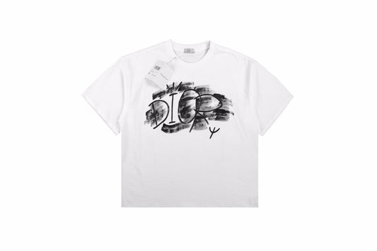 Dior T-shirt With Artistic Logo Design - Black Unisex Streetwear Limited Edition - <p dir='ltr'><span>This Dior t-shirt features an artistic logo design. It is white with black