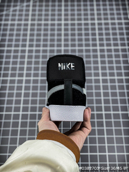 Nike Blazer Mid - Black Unisex Streetwear Limited Edition - The Nike Blazer Mid 'Broken Swoosh' in Black and Grey offers a sleek and modern