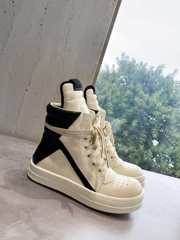 Rick Owens Geobasket Sneakers - Cream And - Black Unisex Streetwear Limited Edition - ### Rick Owens Geobasket Sneakers - Cream and Black Introducing the Rick Owens Geobasket Sneakers