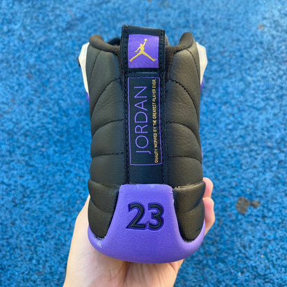 Jordan 12 - Field Purple-metallic Gold-ta - I - Black Unisex Streetwear Limited Edition - Introducing the Air Jordan 12 Retro in a striking black and purple colorway, a true