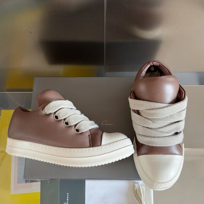 Rick Owens Low-top Sneakers - Brown Unisex Streetwear Limited Edition - **Rick Owens Brown Low-Top Sneakers: Modern Sophistication and Superior Craftsmanship** Introducing the Rick Owens Brown