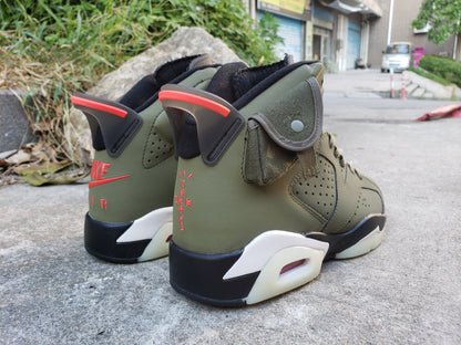 Jordan 6 Retro 'travis Scott - Medium Olive' Sneakers - Black Unisex Streetwear Limited Edition - **Product Description for Air Jordan 6 Retro 'Travis Scott - Medium Olive'** The Air Jordan