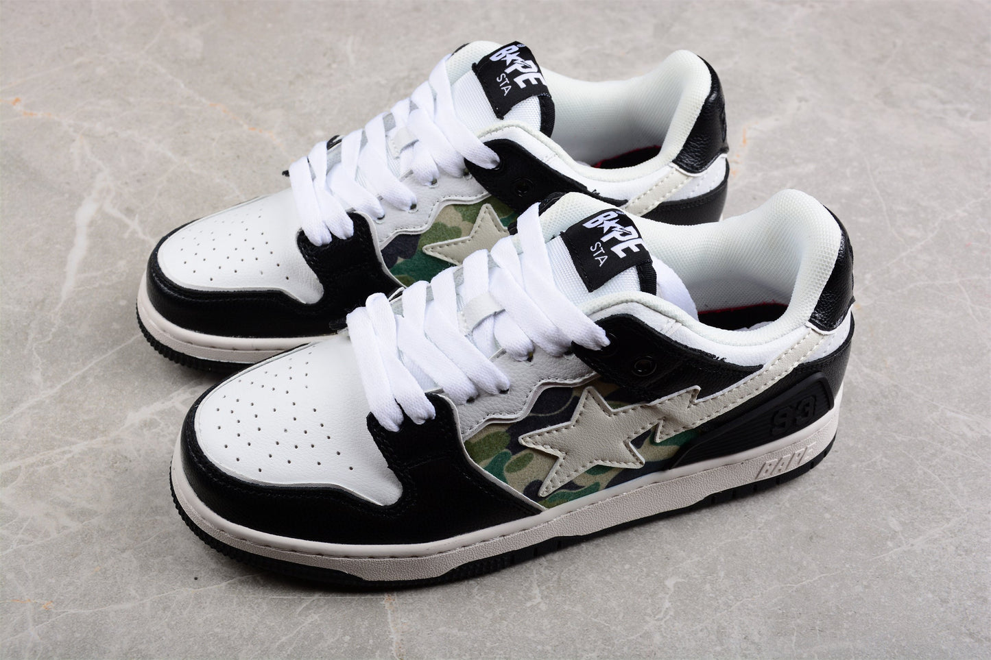 BAPE Sta Low-top Sneakers In Black, White, And Camo Unisex Streetwear Limited Edition - **BAPE STA Low-Top Sneakers in Black, White, and Camo** Introducing the BAPE STA Low-Top Sneakers