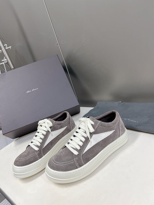 Rick Owens Low-top Sneakers - Suede - Grey Unisex Streetwear Limited Edition - ### Rick Owens Low-Top Sneakers - Grey Suede Introducing the Rick Owens Low-Top Sneakers in