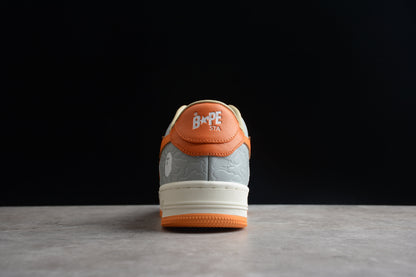 BAPE Sta Low-top And Grey Sneakers - Orange Unisex Streetwear Limited Edition - **BAPE STA Low-Top Orange and Grey Sneakers** Step into bold style with the BAPE STA