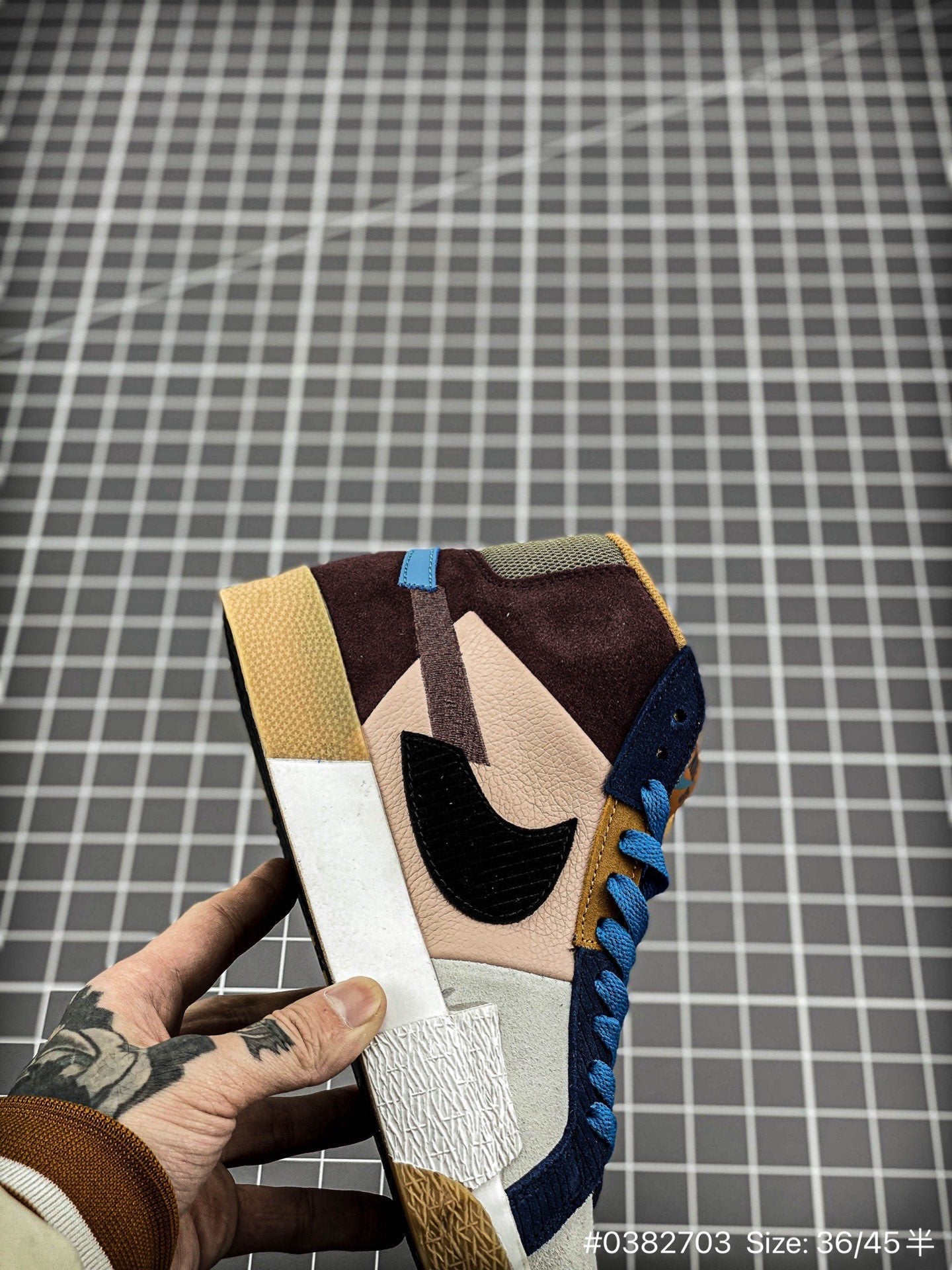 Nike Blazer High-top Sb Zoom Prm'cashmere Mosaic' - Red Unisex Streetwear Limited Edition - The Nike Blazer High-Top SB Zoom PRM 'Cashmere Mosaic' in Pink and Taupe reimagines the