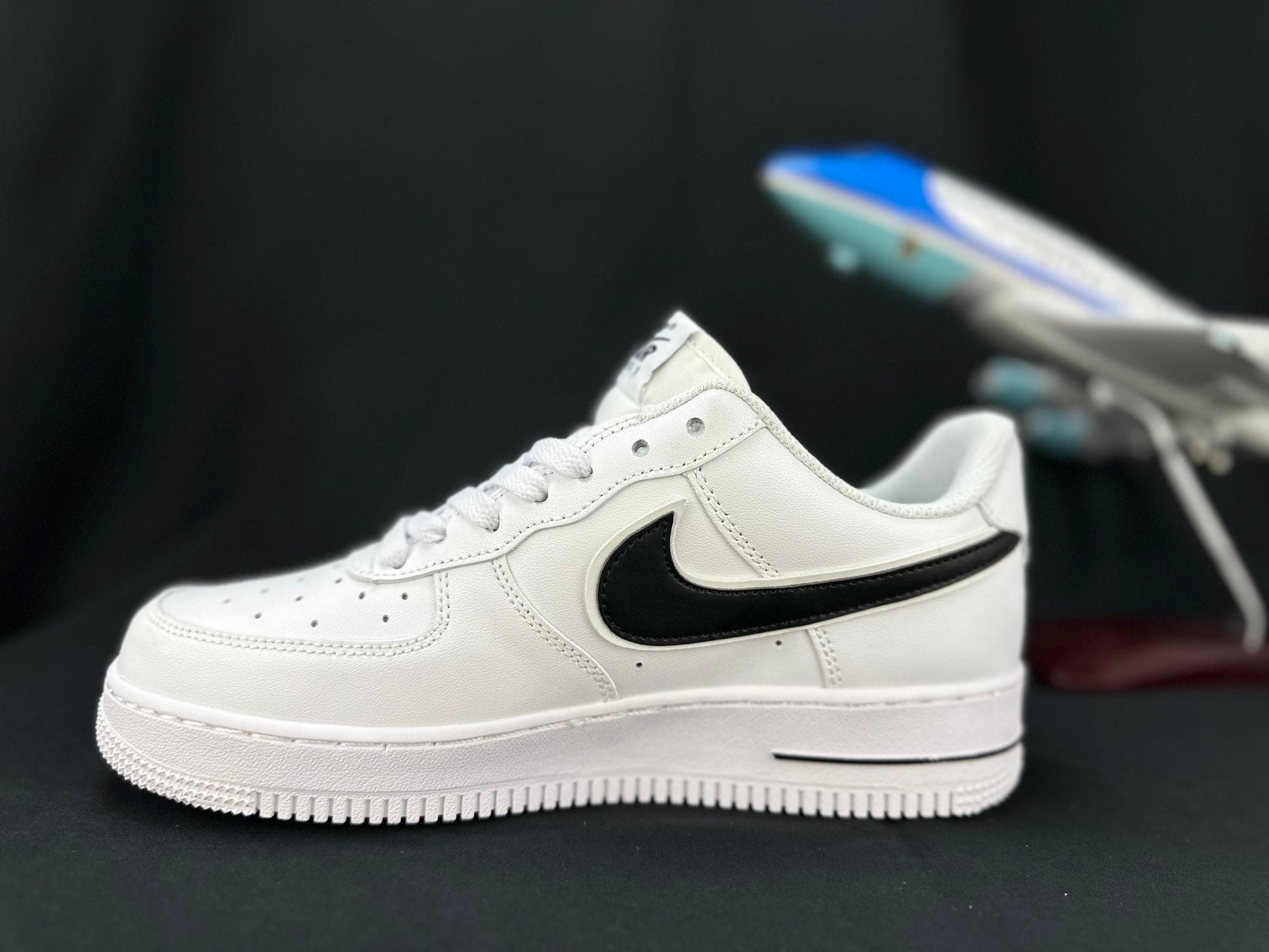 NIKE Air Force 1 'double Swoosh White - Black' Unisex Streetwear Limited Edition - **Nike Air Force 1 'Double Swoosh White/Black'** The Nike Air Force 1 'Double Swoosh White/Black'