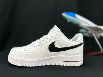NIKE Air Force 1 'double Swoosh White - Black' Unisex Streetwear Limited Edition - **Nike Air Force 1 'Double Swoosh White/Black'** The Nike Air Force 1 'Double Swoosh White/Black'