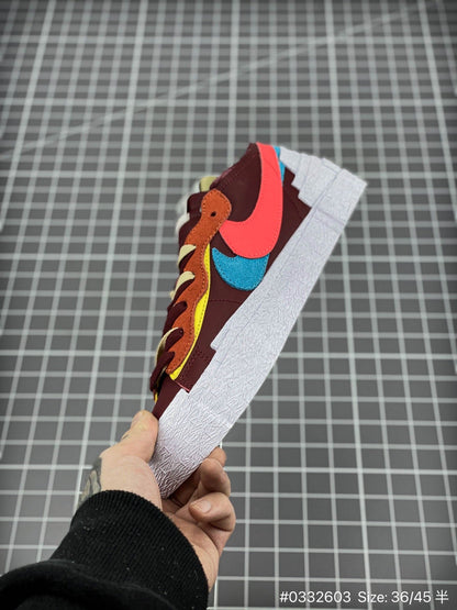 KAWS - Nike Blazer'team Red' Unisex Streetwear Limited Edition - The KAWS x Nike Blazer 'Team Red' delivers an artistic reinterpretation of the classic low-top