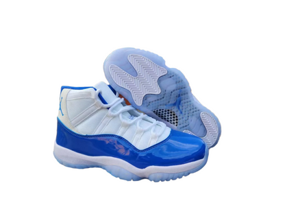 JORDAN 11 Blue And Sneakers - White Unisex Streetwear Limited Edition - The Air Jordan 11 in White and Legend Blue is a refined and timeless sneaker