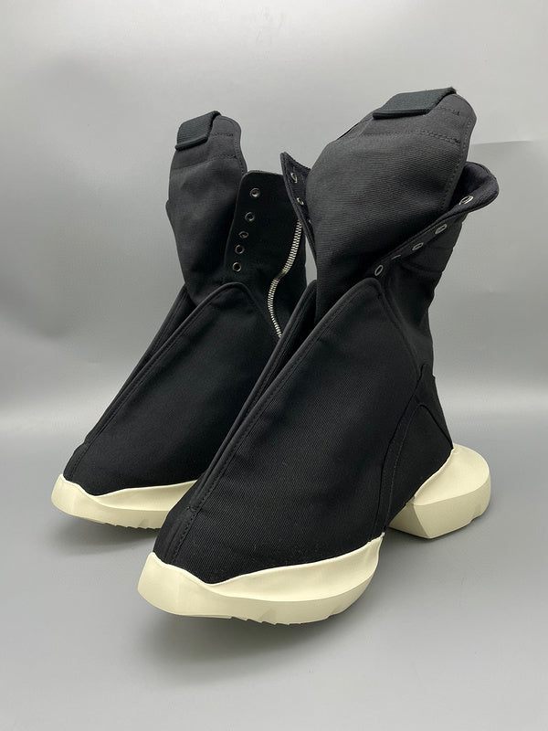 Rick Owens High-top Canvas Boots Jacket - Black Unisex Streetwear Limited Edition - **Rick Owens Black High-Top Canvas Boots: Avant-Garde Elegance** Discover the epitome of avant-garde fashion with