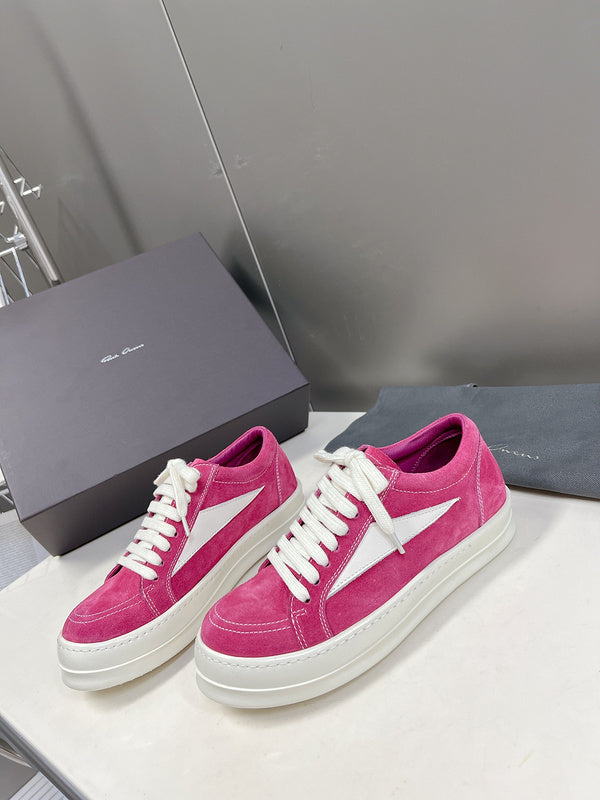 Rick Owens Low-top Sneakers - Suede - Pink Unisex Streetwear Limited Edition - ### Rick Owens Low-Top Sneakers - Pink Suede Elevate your footwear collection with these eye-catching