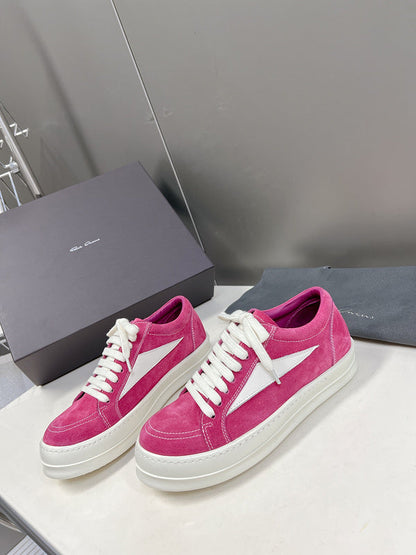 Rick Owens Low-top Sneakers - Suede - Pink Unisex Streetwear Limited Edition - ### Rick Owens Low-Top Sneakers - Pink Suede Elevate your footwear collection with these eye-catching