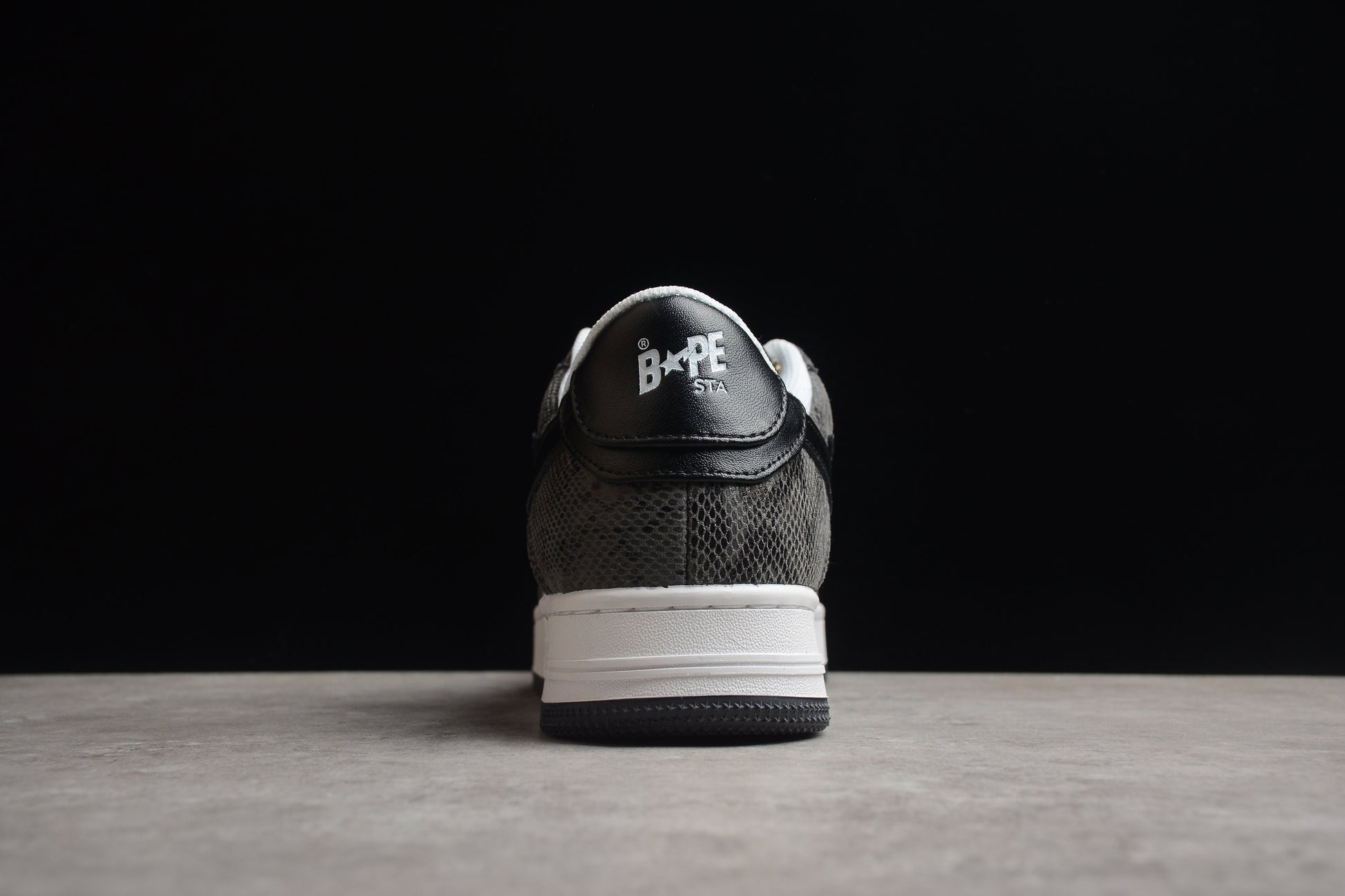 BAPE Sta Low-top Sneakers With Snakeskin Pattern - Black Unisex Streetwear Limited Edition - **BAPE STA Low-Top Sneakers with Black Snakeskin Pattern** Step up your sneaker game with the