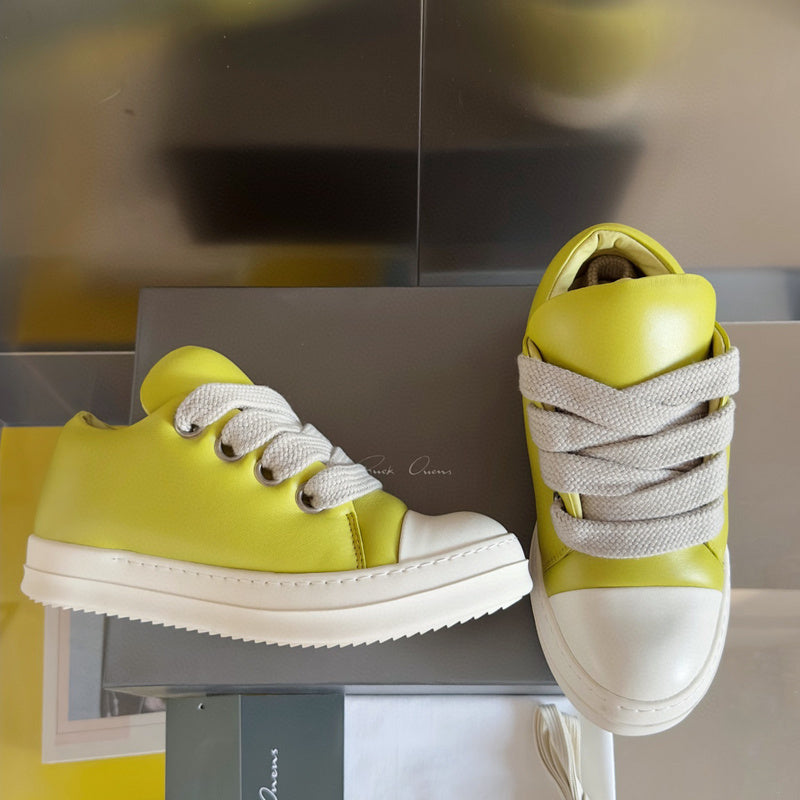 Rick Owens Low-top Sneakers - Yellow Unisex Streetwear Limited Edition - **Rick Owens Yellow Low-Top Sneakers: Bold Vibrancy and Superior Craftsmanship** Introducing the Rick Owens Yellow