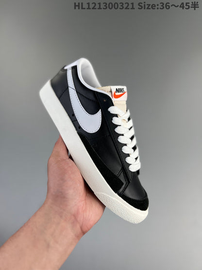 Nike Blazer Low'1977 - Black Unisex Streetwear Limited Edition - The Nike Blazer Low '77 in the black and white colorway offers a sleek, minimalist