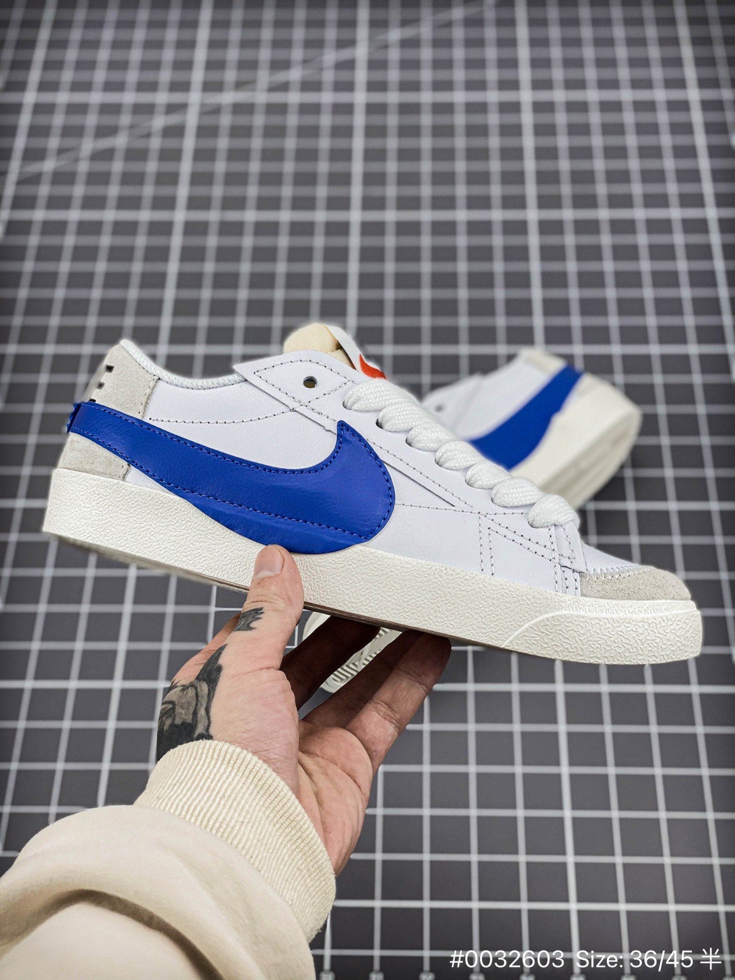 Nike Blazer Low1977 Jumbo - White Unisex Streetwear Limited Edition - The Nike Blazer Low '1977 Jumbo in White and Blue reinvents the classic silhouette with