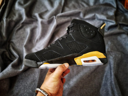 Jordan 6 And Gold Sneakers - Black Unisex Streetwear Limited Edition - Introducing the Air Jordan 6 in a striking black and gold colorway, a sleek and