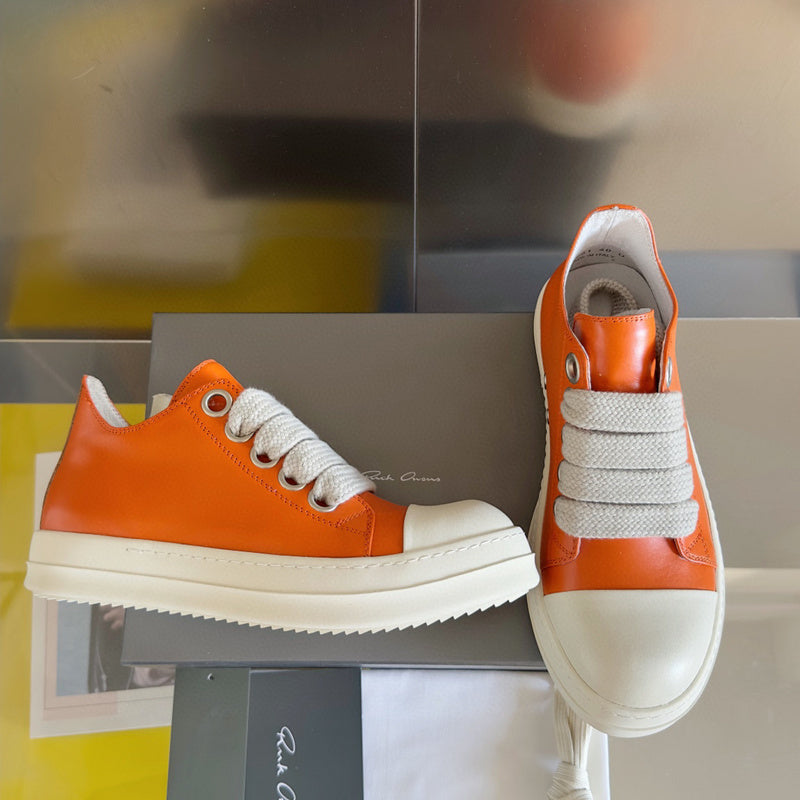 Rick Owens Low-top Sneakers - Orange Unisex Streetwear Limited Edition - **Rick Owens Orange Low-Top Sneakers: Bold Vibrancy and Superior Craftsmanship** Introducing the Rick Owens Orange