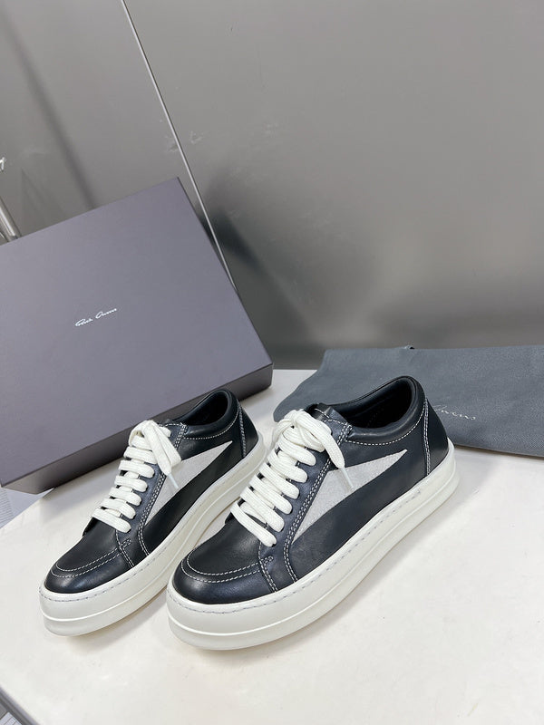 Rick Owens Low-top Sneakers - Leather - Black Unisex Streetwear Limited Edition - ### Rick Owens Low-Top Sneakers - Black Leather Discover the perfect blend of high fashion