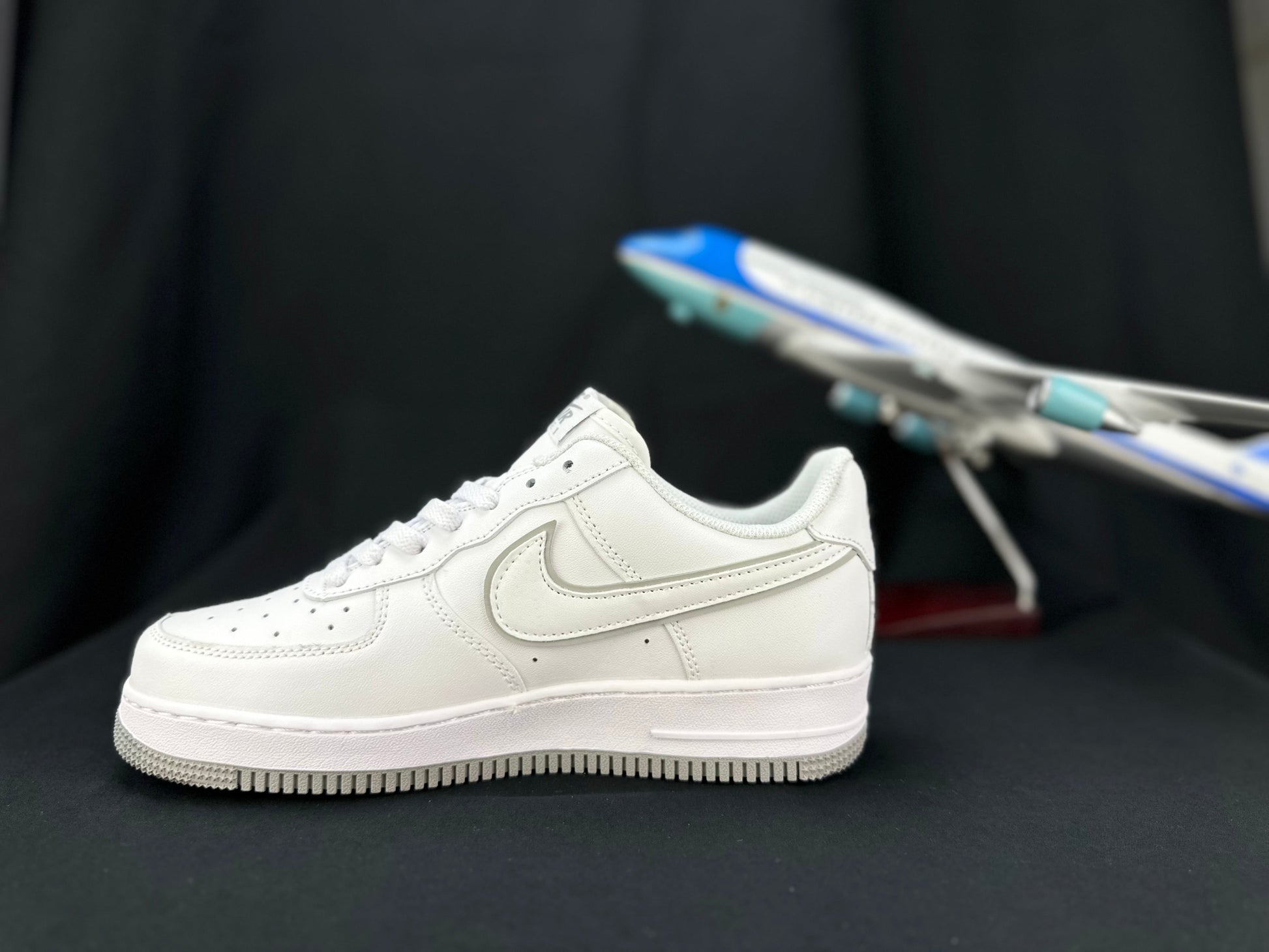 NIKE Air Force 1 'double Swoosh - Grey' - White Unisex Streetwear Limited Edition - **Nike Air Force 1 'Double Swoosh White/Grey'** The Nike Air Force 1 'Double Swoosh White/Grey'