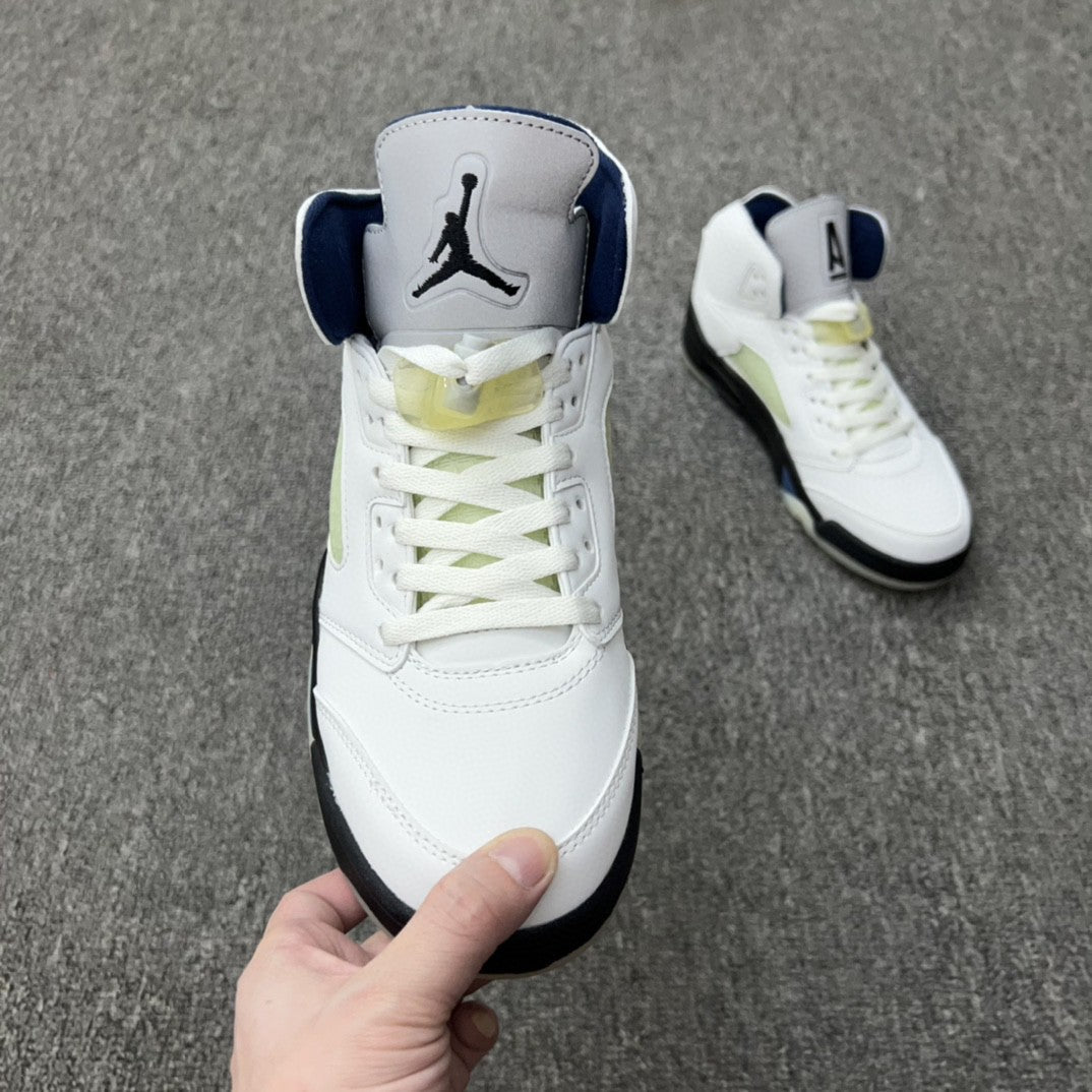 JORDAN 5 White And - Black Unisex Streetwear Limited Edition